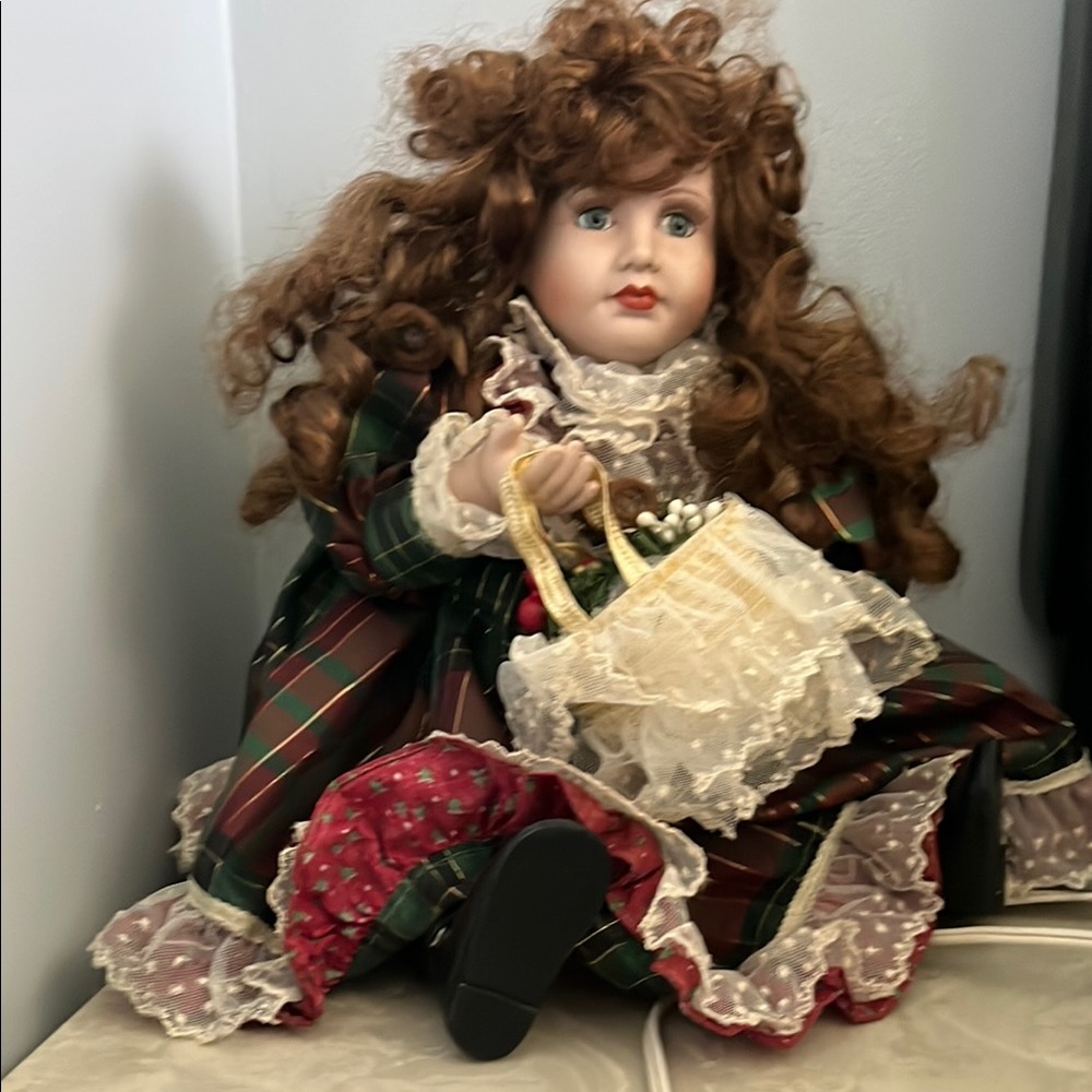 Lauren Elegant Porcelain Doll with Brown Curls